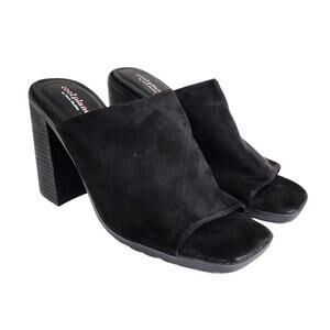 Steve Madden Cool Planet Newbury Heeled Mule Size 10 Black Faux Suede Open Toe